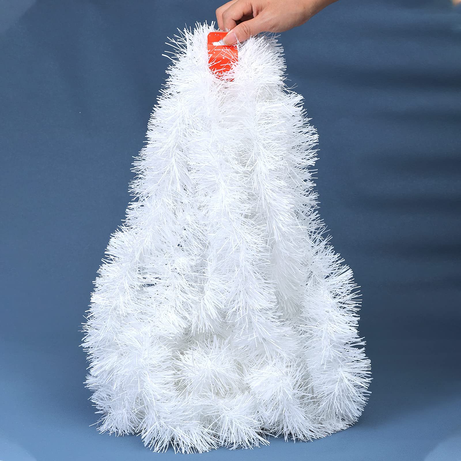 32.8 Feet White Tinsel Christmas Garland, Chunky Metallic Shiny Christmas Tree Hanging Decorations for Xmas Holiday Indoor Outdoor Party Decor