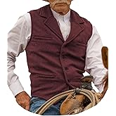 Garqia Clyon Hunting Aged Mens Tweed Vests Herringbone Waistcoats Retro Casual Wedding Wool Business Vests