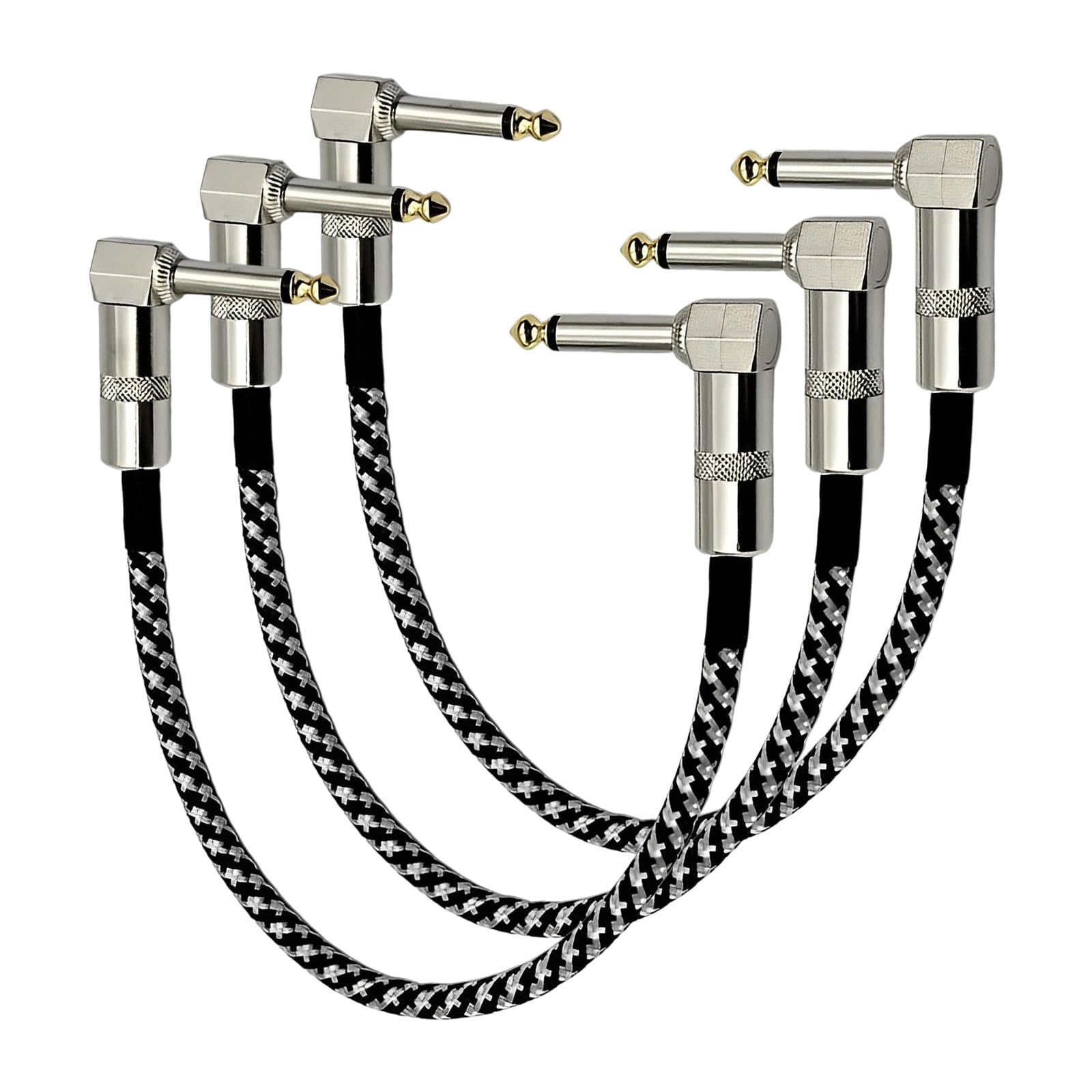 YOYIAG 3 Pack Guitar Patch Cable 30cm Noiseless Guitar Patch Leads, Patch Cables for Guitar Pedals, for Electric Guitar/Bass, Electric Drums, Electric Piano, Mixer