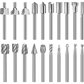 shengbenhao Wood Carving Bits Engraving Router Bit 20pcs | HSS Different Rotary Burr Set with 1/8"(3mm) Shank for Rotary Tools for Woodworking, Carving, Drilling, Engraving, Trimming