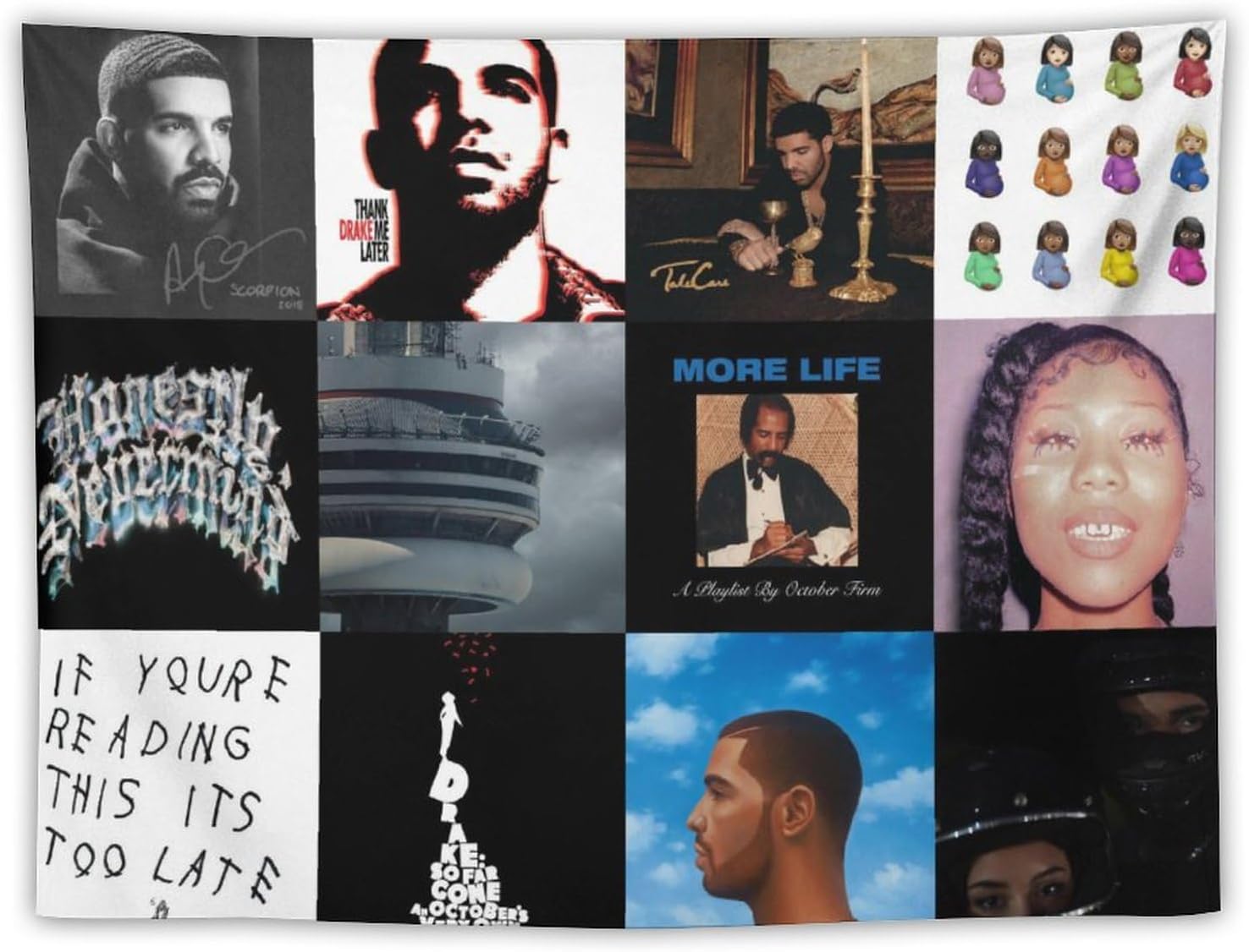 Tapestries - BionZax Drake Rapper Album Colletion Tapestry for College Dorm, Bedroom And Living Room Home Decor 30
