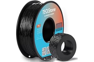 TEQStone TPU Filament 1.75mm Black 1Kg Spool 95A Flexible Soft 3D Printer Filament Consistent Diameter +/-0.03mm in Vacuum Package