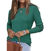Arach&Cloz Women's Wool Blend Classic Crew Neck Casual Fall Sweaters