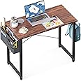 ODK Laptop Desk Study Desk, 32 Inch Small Desk, Writing Desk with Storage, Work Table with Headphone Hook for Small Space Home Office, Deep Brown