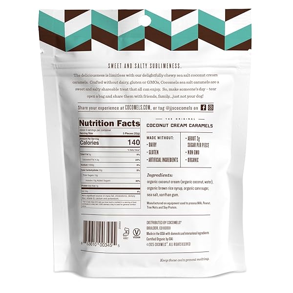 COCOMELS SEA SALT COCONUT MILK CARAMELS, 3.5 OZ, 6 PACK, DAIRY FREE, VEGAN, ORGANIC