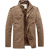 WenVen Men's Winter Casual Cotton Coat Thicken Fleece Lined Military Jacket