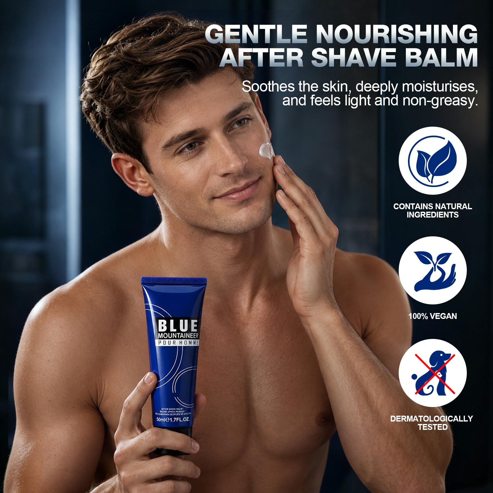 Parfüm Herren Geschenkset Männer, Eau de Parfum 30ml + After Shave Balsam 50ml, Langanhaltender Holznote mit Minze Tee Vetiver, Duft-sets für Herren-Vatertag & Geburtstag& Valentinstag 5
