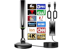 APEXWAVETV Digital TV Antenna for Smart TV Indoor,TV Antenna for Local Channels with Strong Magnetic Base,Antenna for Smart TVs for Long Range Reception Supports 4K 1080P,Easy Setup Without Cable