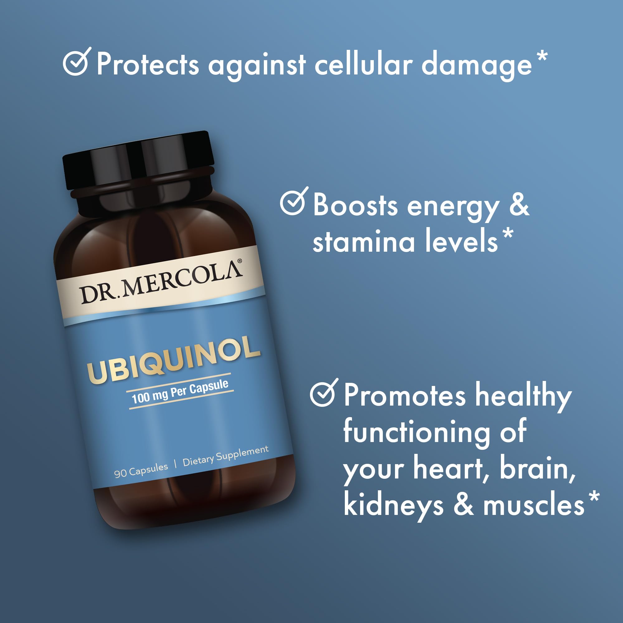 Dr. Mercola Ubiquinol - Supports Energy, Cellular Health & Heart Health - 100 mg Ubiquinol - High-Absorption Formula - Non-GMO, Gluten-Free & Soy-Free - 90 Capsules (90 Servings)