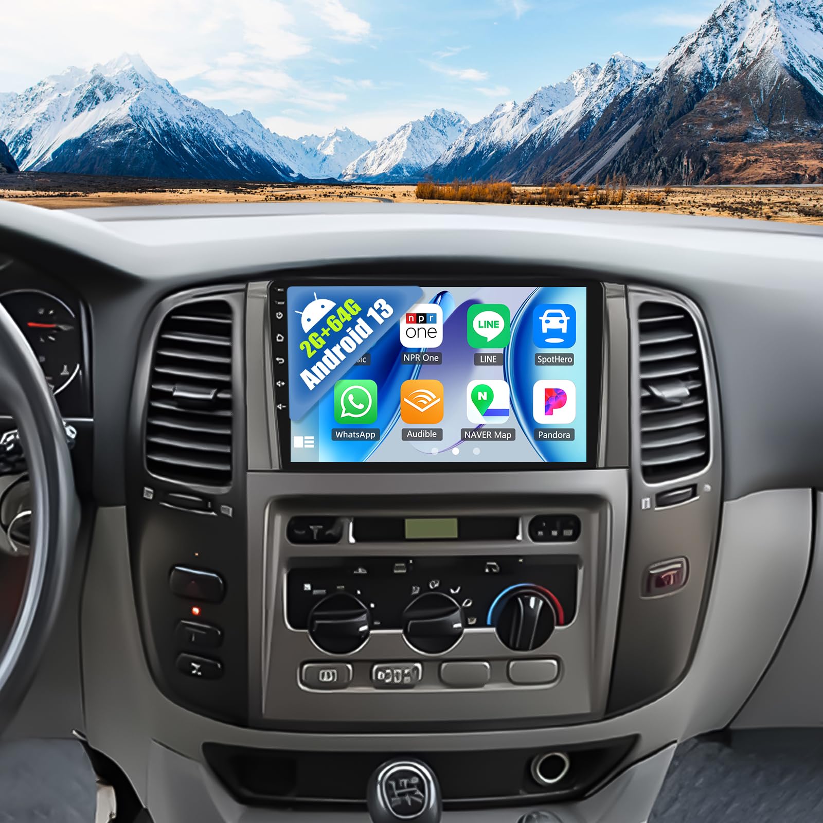 Photo 1 of SIXWIN Android Car Stereo for Toyota Land Cruiser LC100/GXR 2003-2006 with Wireless CarPlay Android Auto Mirror Link 2G+64G 9 Inch Touchscreen Bluetooth GPS Navigation WiFi FM Backup Camera MIC