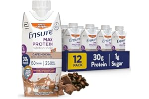 Ensure Max Protein Liquid Nutritional Shake with 30g of Protein, 1g of Sugar, High Protein Shake, Cafe Mocha, 11 Fl Oz (Pack of 12) gluten free