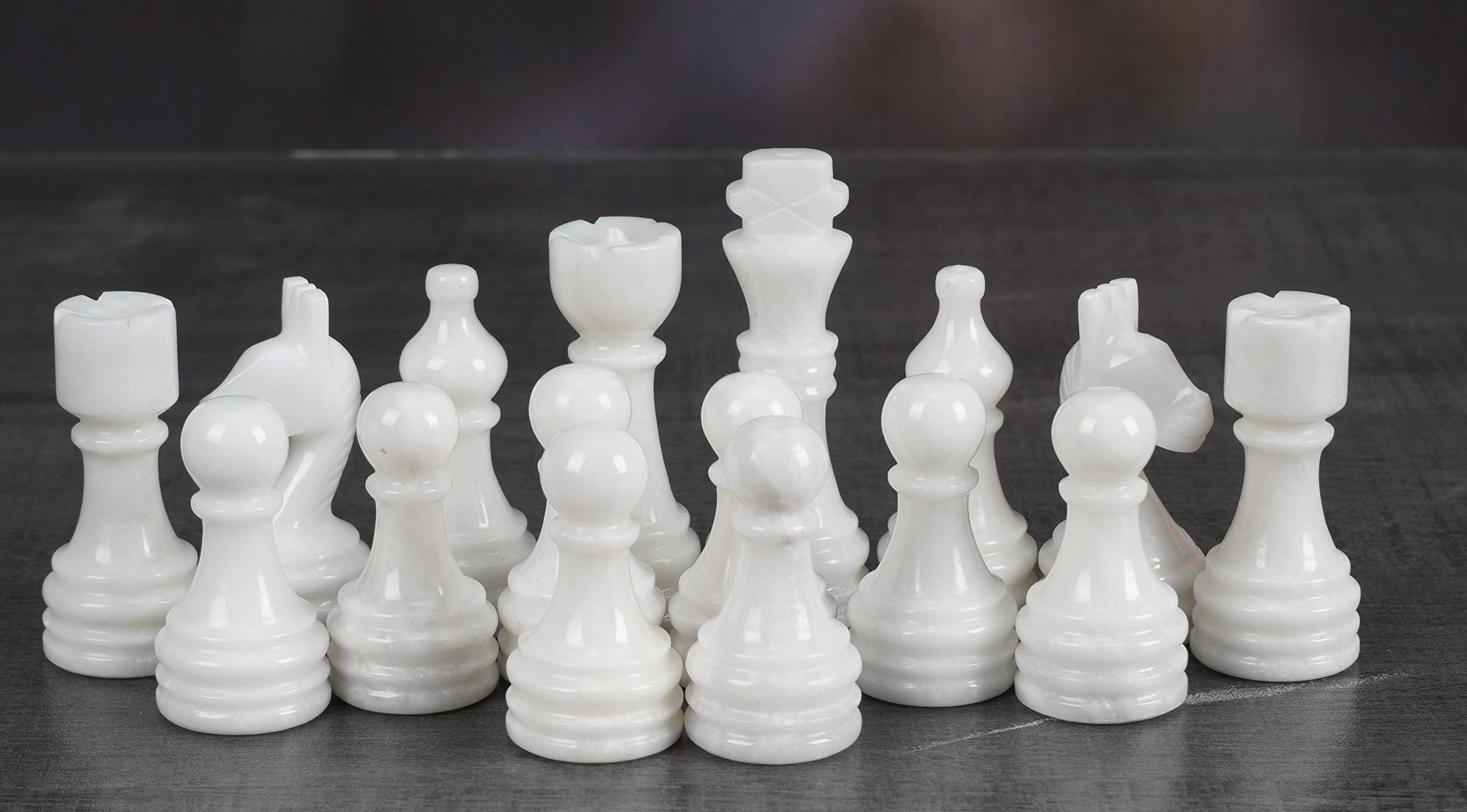 Radicaln Marble Chess Figures 3.5'' Inches White and Green Handmade Marble Chess Pieces for Board Game Figures & Board Travel Set