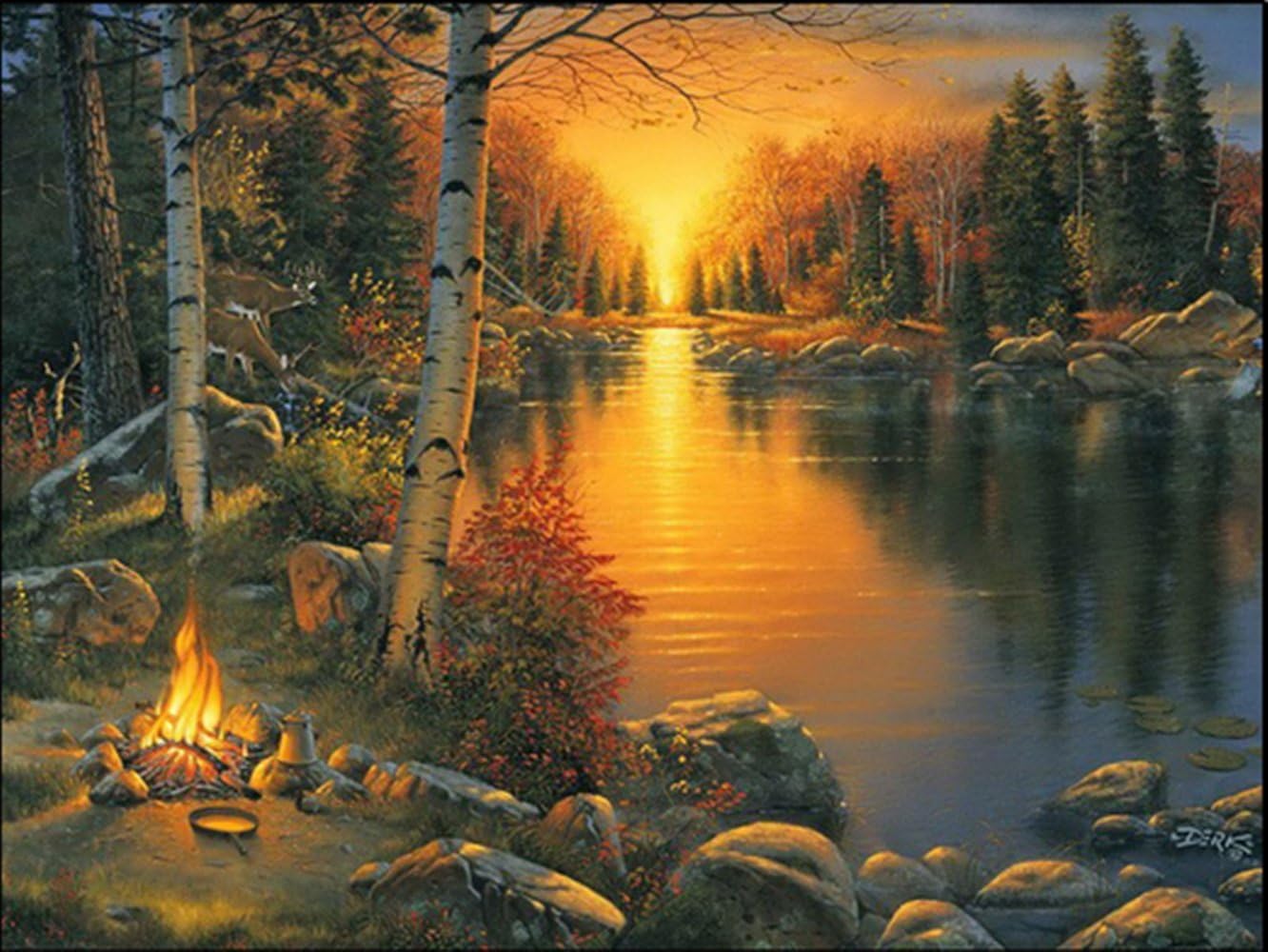 Full Drill 5D landscape paintings DIY Diamond Painting Handmade Rhinestone Embroidery Mosaic Cross Stitch Home Room Decor (Camping)