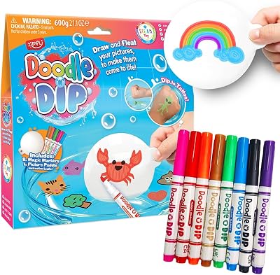 ZIMPLI Doodle N Dip 8 Magic Markers Picture Paddle Floating Doodles