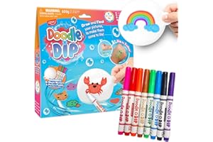 Doodle N Dip by Zimpli Kids – Water Crayons & Magic Drawing Kit for Kids – Create Floating Art & Temporary Tattoos – Includes
