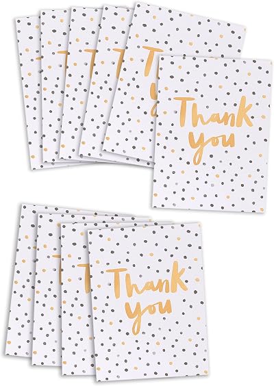 UK Greetings Multipack Thank You Cards with Envelopes Spotty Design 10 Pack