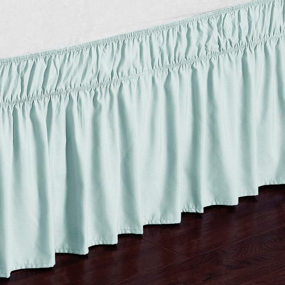 Obytex Wrap Around Bed Skirts, Cotton Bedskirt Elastic Dust Ruffle Silky Soft & Wrinkle Free Classic Stylish Look in Your Bedroom (Green, Twin/Full-18'' Drop): Kitchen & Dining