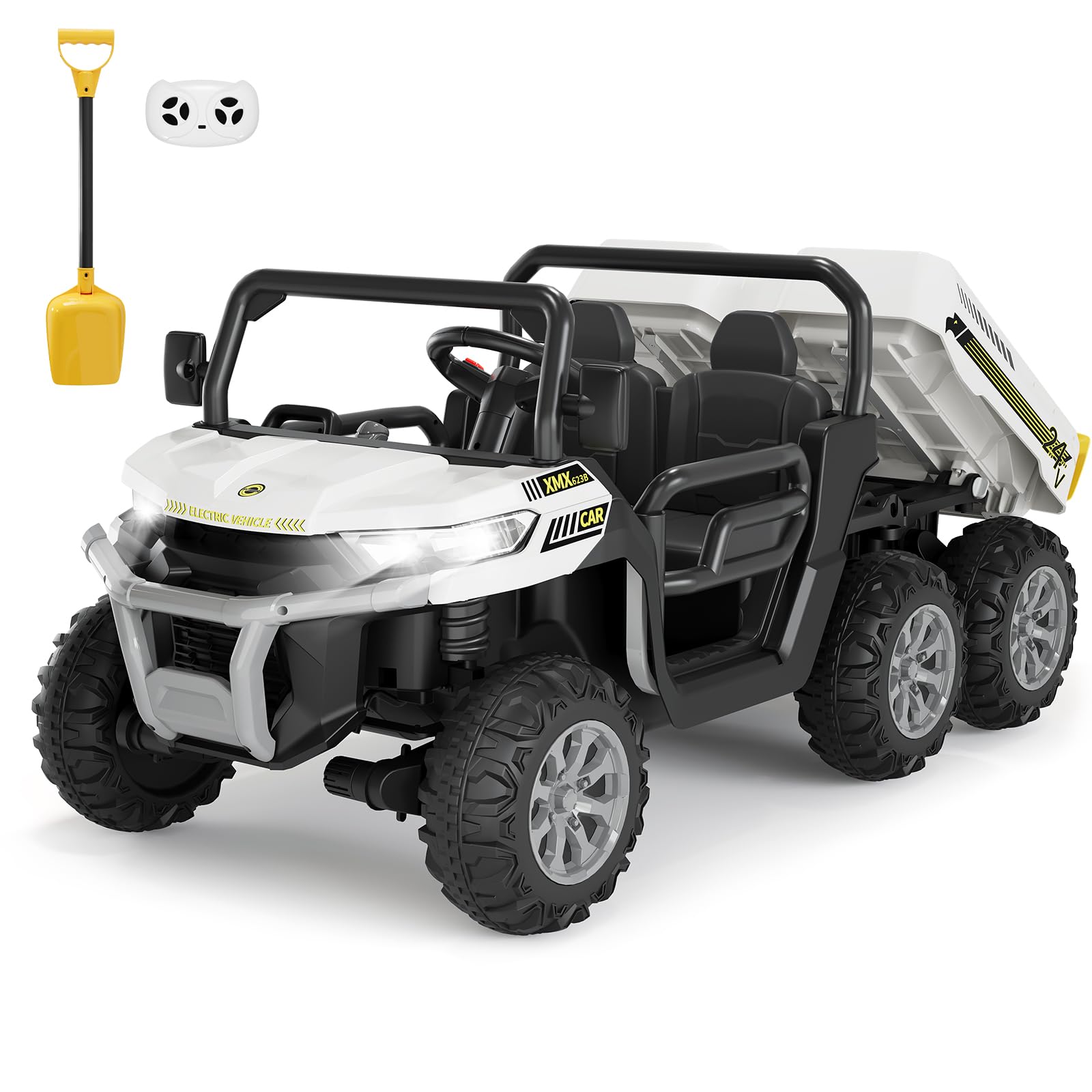 Photo 1 of ***FINAL SALE/NO RETURN, VIEW NOTES*** Hetoy 24V 2-Seater Ride On Dump Truck with Parent Remote Control, 4WD 6-Wheel Electric Car for Big Kids, UTV Style Dump Bed & Music Horn, ASTM/CPSIA Certified (Ages 3+)