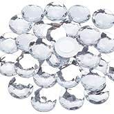 FINGERINSPIRE 30 Pcs 40mm Extral Large Flat Back Round Acrylic Self-Adhesive Rhinestone with Container Circle Crystals Bling Sticker Acrylic for Costume Making Cosplay Jewels Crafts