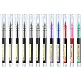 Frienda 12 Pieces Rolling Ball Pens 0.5 mm Japanese Quick Drying Fine Point Pens Liquid Ink Smooth Writing for Office Student Back to School Supplies(Classic Colors)