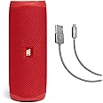 JBL Flip 5 (Red) + Bundle with Case Logic Braided USB Type-C Charge & Sync (6 ft, Gray)
