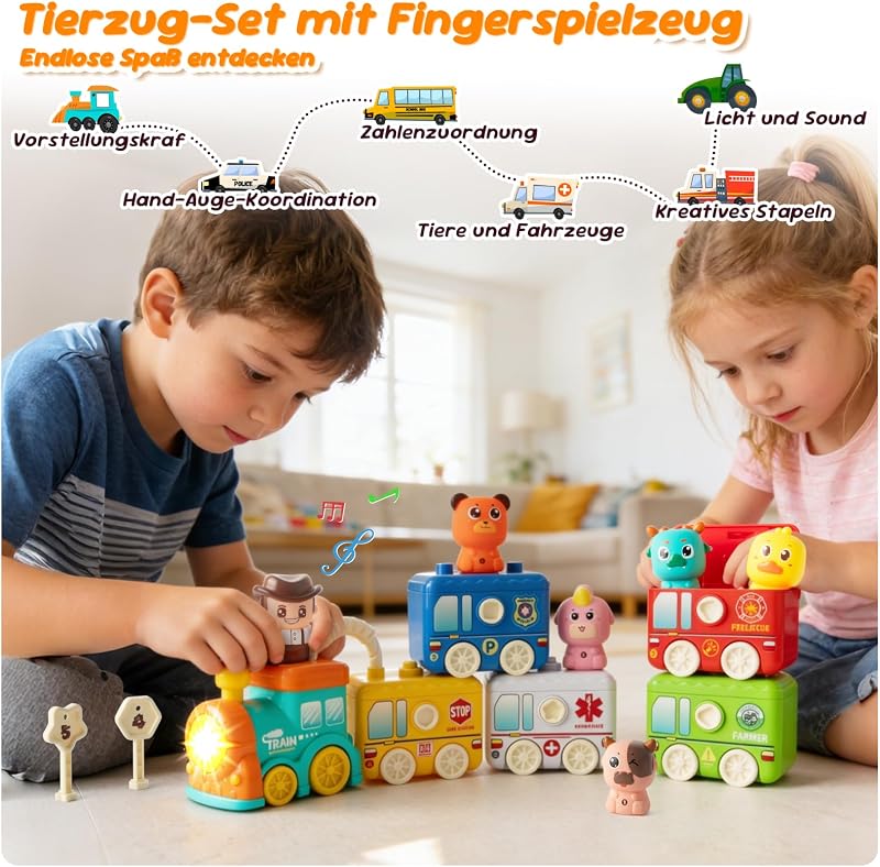 Montessori Spielzeug Baby ab 2 Jahre Bauernhof Spielzeugzug