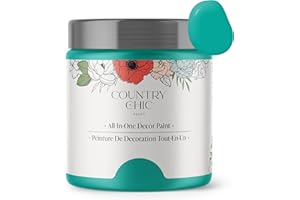 Country Chic Paint - Chalk Style All-in-One Paint for Furniture, Home Decor, Cabinets, Crafts, Eco-Friendly, Minimal Surface Prep, Multi-Surface Matte Paint - Whoop-de-do [Bright Teal] - (4 oz)