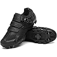 KESCOO Mens Mountain Bike Shoes with 2-Bolts SPD Cleats Included, Cycling Shoes with Quick Ratchet Buckle Indoor Outdoor Riding Biking