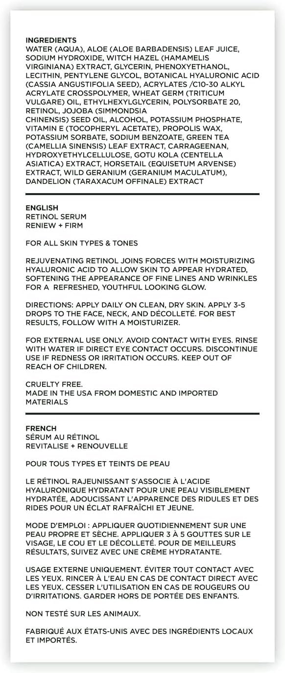 Tree of Life Beauty Retinol Serum, Skin Smoothing Face Oil for Dark and Age Spots and Fine Lines, Facial Serums for Dry and Sensitive Skin Care with Hyaluronic Acid for Soft Smooth Skin, 2 Fl Oz