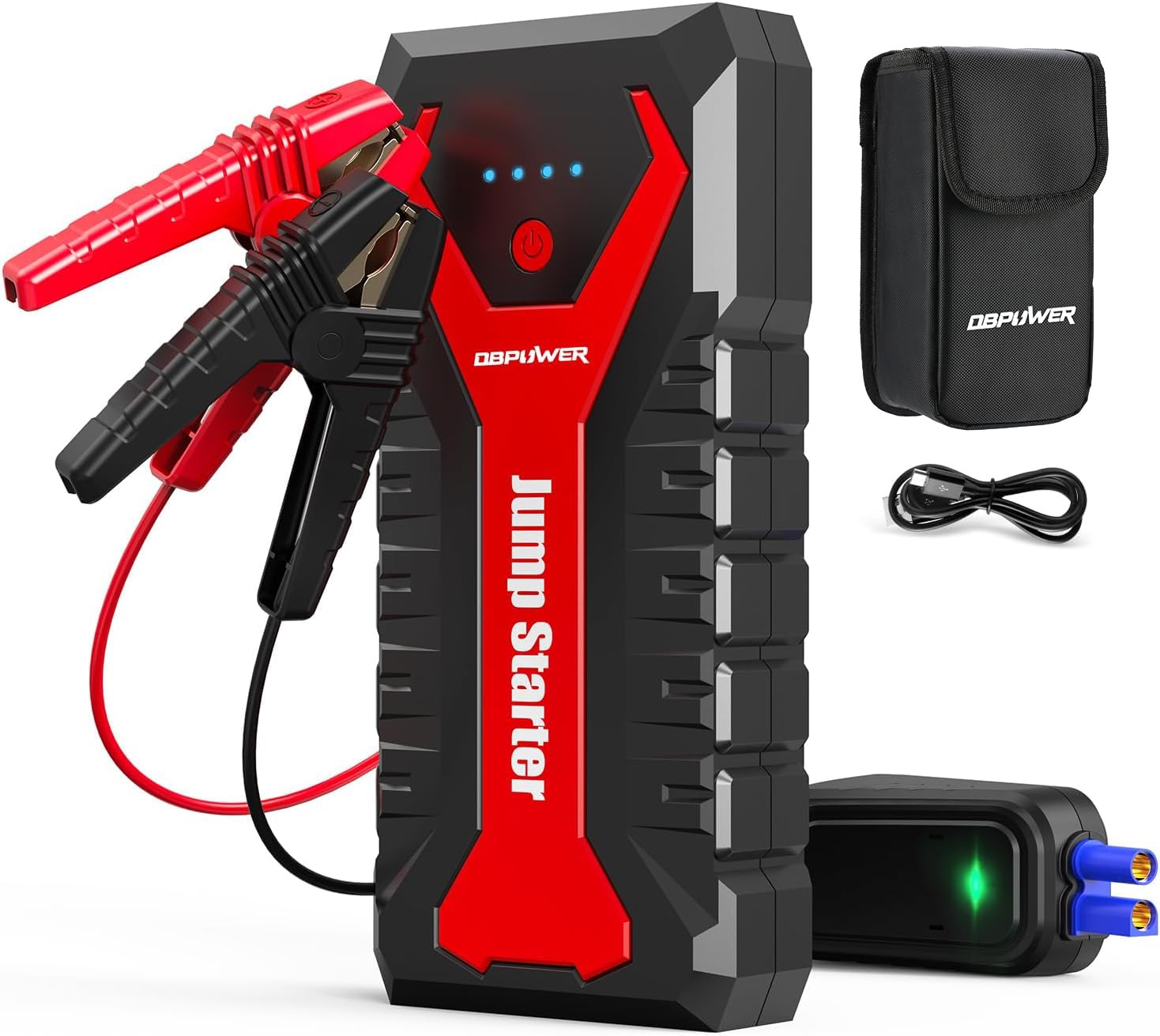 DBPOWER 5000A/80.66Wh Portable Car Jump Starter (UP to 8.0L Gas/6.5L Diesel Engines) 12V Auto Lithium-Ion Battery Booster with Smart Clamp Cables, Quick Charge, and LED, Storage Bag Image