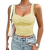 DJT Womens Sexy Backless Sleeveless Ruched Tank Tops Going Out Crop Tops Summer Y2K Girls Basic Cute Camis Clothes
