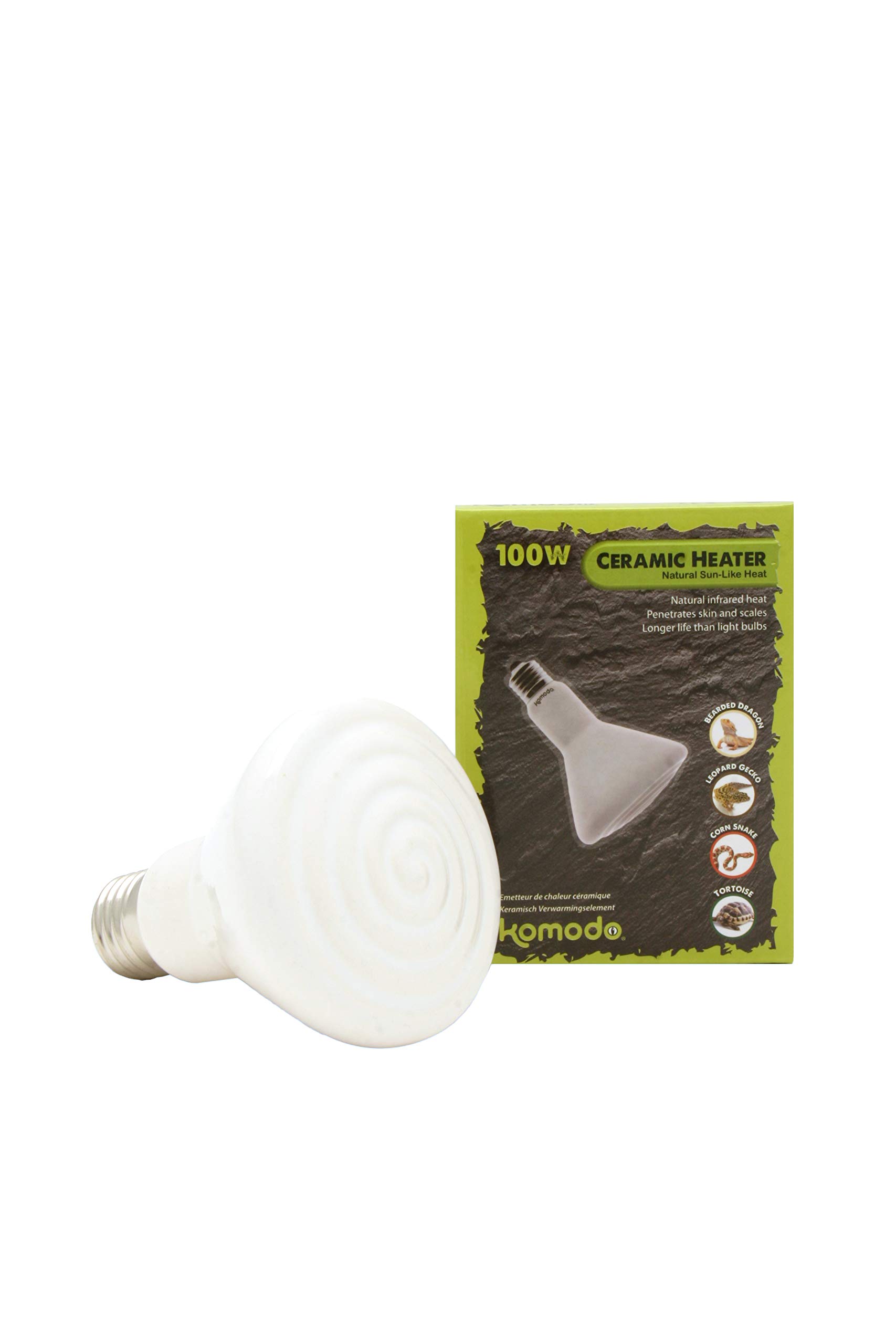 Komodo White Ceramic Heat Emitter, 100 w
