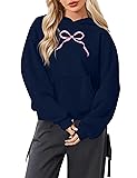 MAXIMGR Oversized Bow Trim Print Hoodies