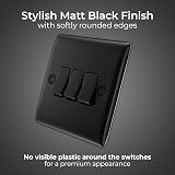 BG Nexus Metal Triple 2 Way Wall Light Switch Matt Black Raised Slim 20A NFB43 view 2