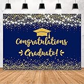 MEHOFOND 7x5ft Congratulation Graduate Backdrop Class of 2026 Graduation Party Decorations Background Blue Gold Congrats Grad Decor Banner Photography Background Studio Photo Booth Props