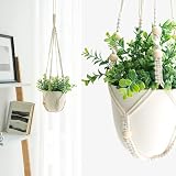 Mkouo Set of 3 Macrame Plant Hangers Cotton Rope Bead 73 89 109 cm view 6