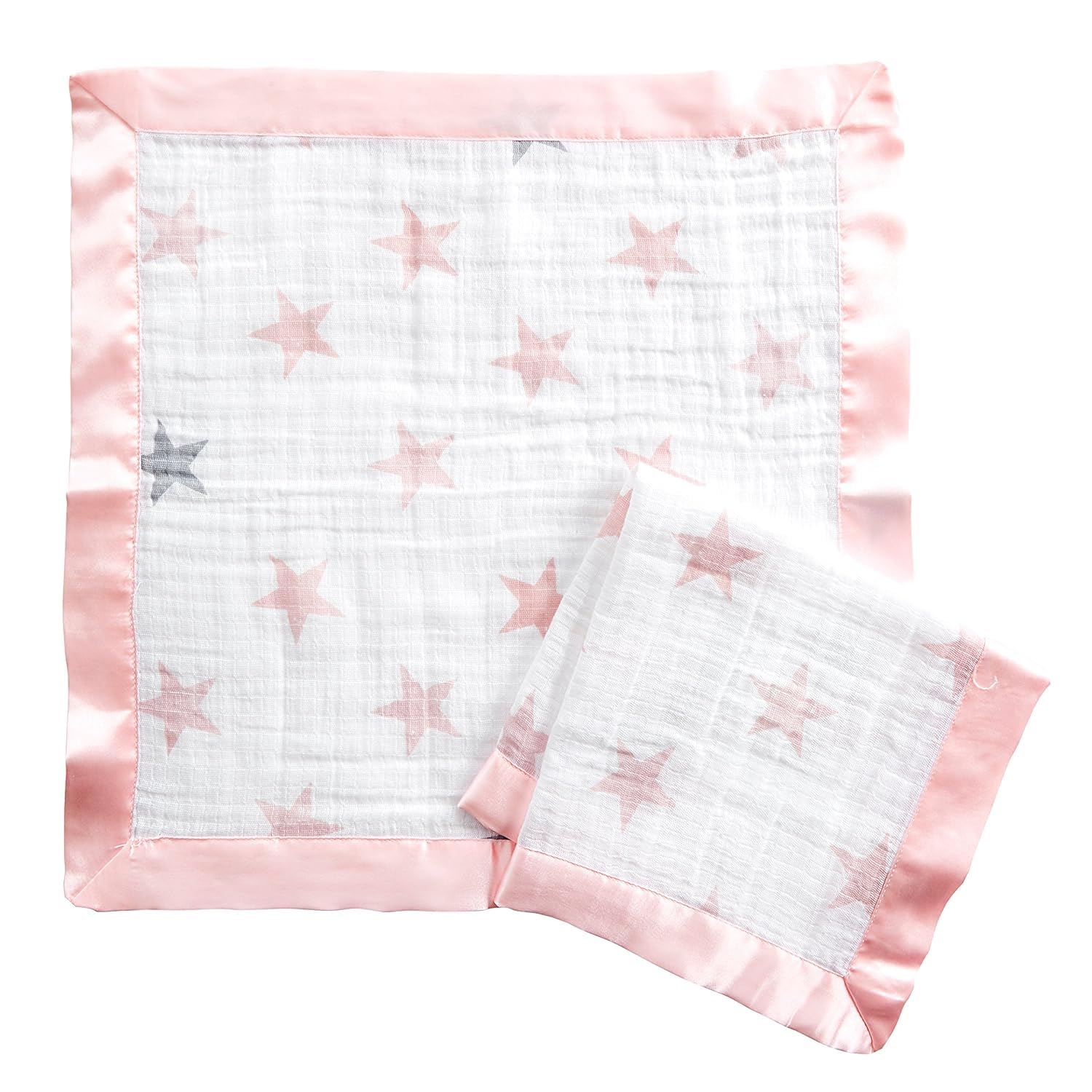 aden + anais essentials Issie Security Blanket, Super Soft 100% Cotton Muslin, Satin Trim, 2 pack, doll