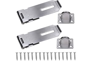 WVAPZWR Padlock Hasp 4 Inch Door Clasp Hasp Lock Latch, 2 Pcs Stainless Steel Door Bolt Latches for Furniture, Cabinet, Drawer, Cupboard and Closet