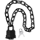 Heavy Duty Weather-Resistant Padlock with Chain, Anti-Theft Advanced Hardened Security Chain Lock for Fences, Backyard Gates, Motorcycles, Bicycles, Outdoor Furniture (Lock+Chain)