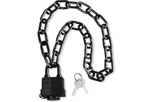 BUPTO Heavy Duty Weather-Resistant Padlock with Chain, Anti-Theft Advanced Hardened Security Chain Lock for Fences, Backyard Gates, Motorcycles, Bicycles, Outdoor Furniture (Lock+Chain)