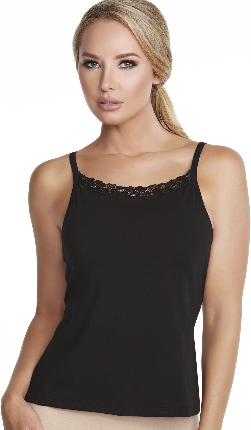Alessandra B Lace Trim High Neck Camisole with Underwire Bra