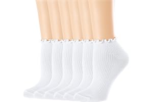 Mcool Mary Womens Ankle Ruffle Socks Casual Cotton Frilly Breathable Cute Knit Lettuce Trim No Show Socks 6 Pack