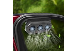 Torcarvh Solar-Powered Exhaust Fan for Car Windows - Vehicle Ventilation with 3 Air Outlets (Black)
