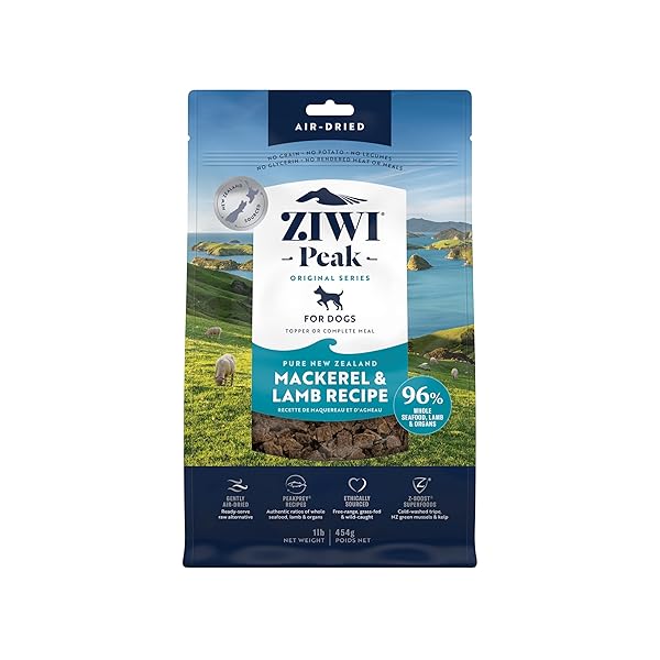 ZIWI PEAK AIR-DRIED DOG FOOD – MACKEREL & LAMB – ALL NATURAL, HIGH PROTEIN, GRAIN FREE, LIMITED INGREDIENT W/ SUPERFOODS (16OZ)