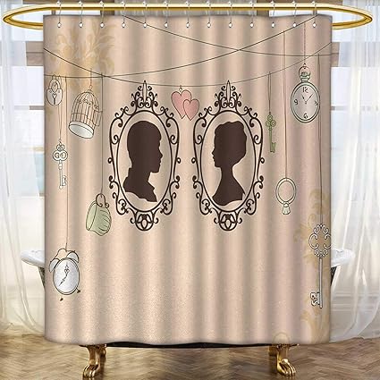Amazon Com Wedding Shower Curtains Fabric Vintage Silhouette