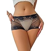 Milumia Women Sexy Mesh Sheer Low Rise Boyshorts Underwear Full Coverage Briefs