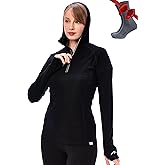 Merino.tech Merino Wool Hoodie Women - Slim Fit 100% Merino Wool Base Layer Women Half Zip Thermal Long Sleeve Shirt