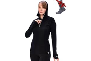 Merino.tech Merino Wool Hoodie Women - Slim Fit 100% Merino Wool Base Layer Women Half Zip Thermal Long Sleeve Shirt