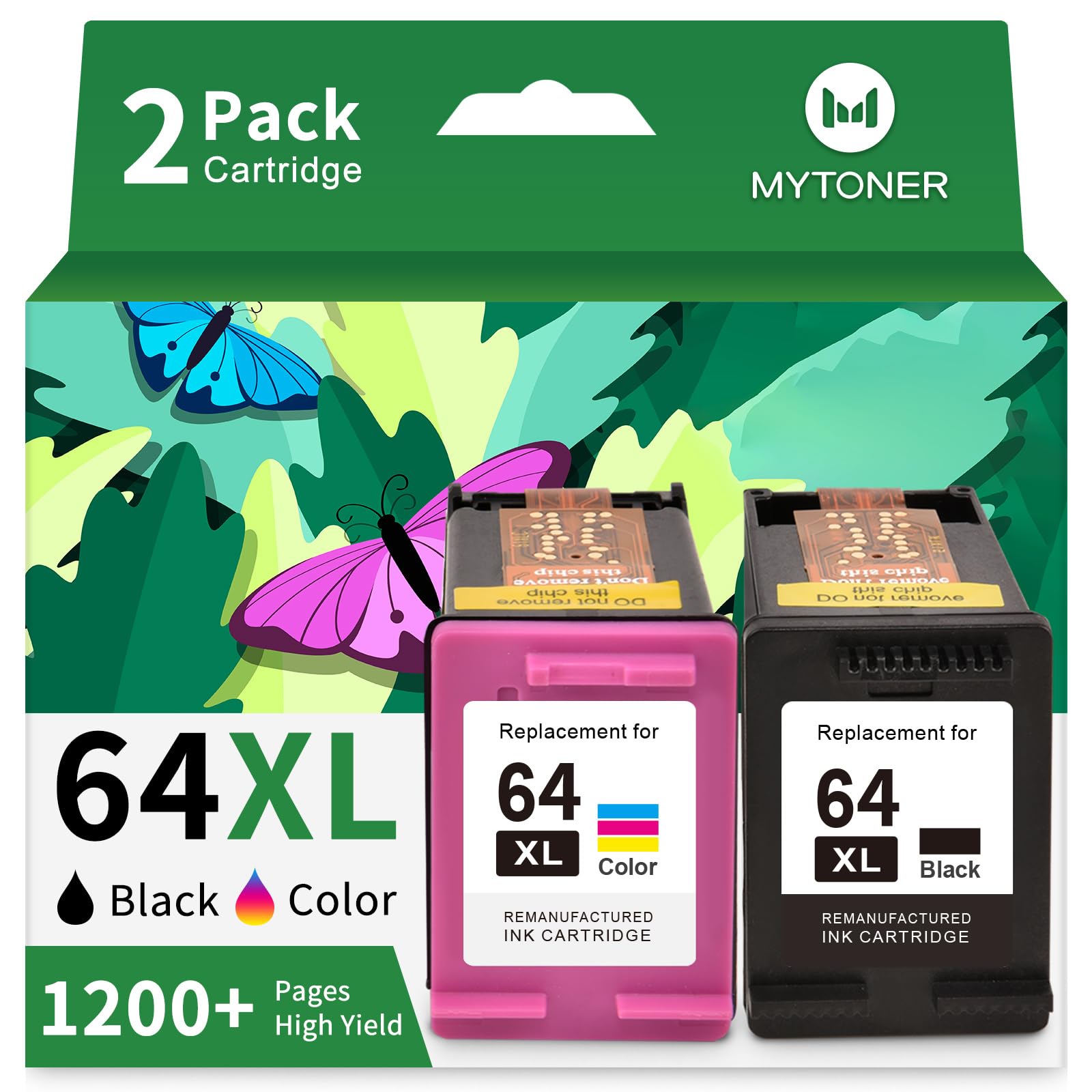 Photo 1 of MYTONER 64XL Ink Cartridge Black and Color Combo Pack Replacement for HP Ink 64 HP 64 Ink Work with Envy Photo 7855 7858 7100 7155 7120 6252 7800 7158 Tango X Printer Ink 64XL