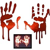 customTAYLOR33 High Intensity Grade Reflective Bloody/Dripping Hands Decals for Helmets, Windscreens, Rear Windows, Bumper Stickers (5 inches Height, Red)